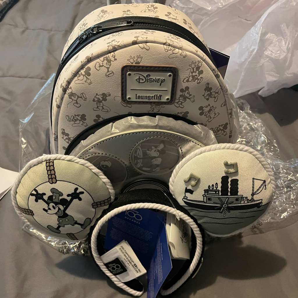 Disney Loungefly Steamboat Willie Backpack And Ears